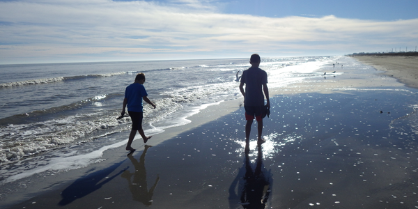 A walk on a Galveston Texas beach in the Gulf