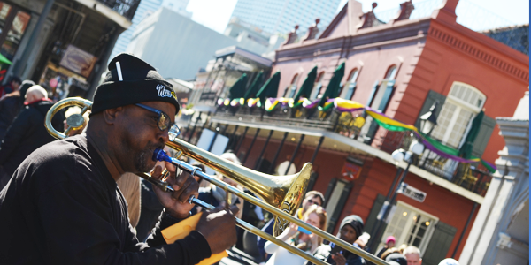 One of the many jazz street musicians that make New Orleans unique