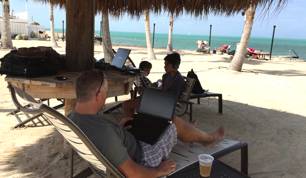 The Tiki bar became the office and the classroom because of the good wifi. Really. 